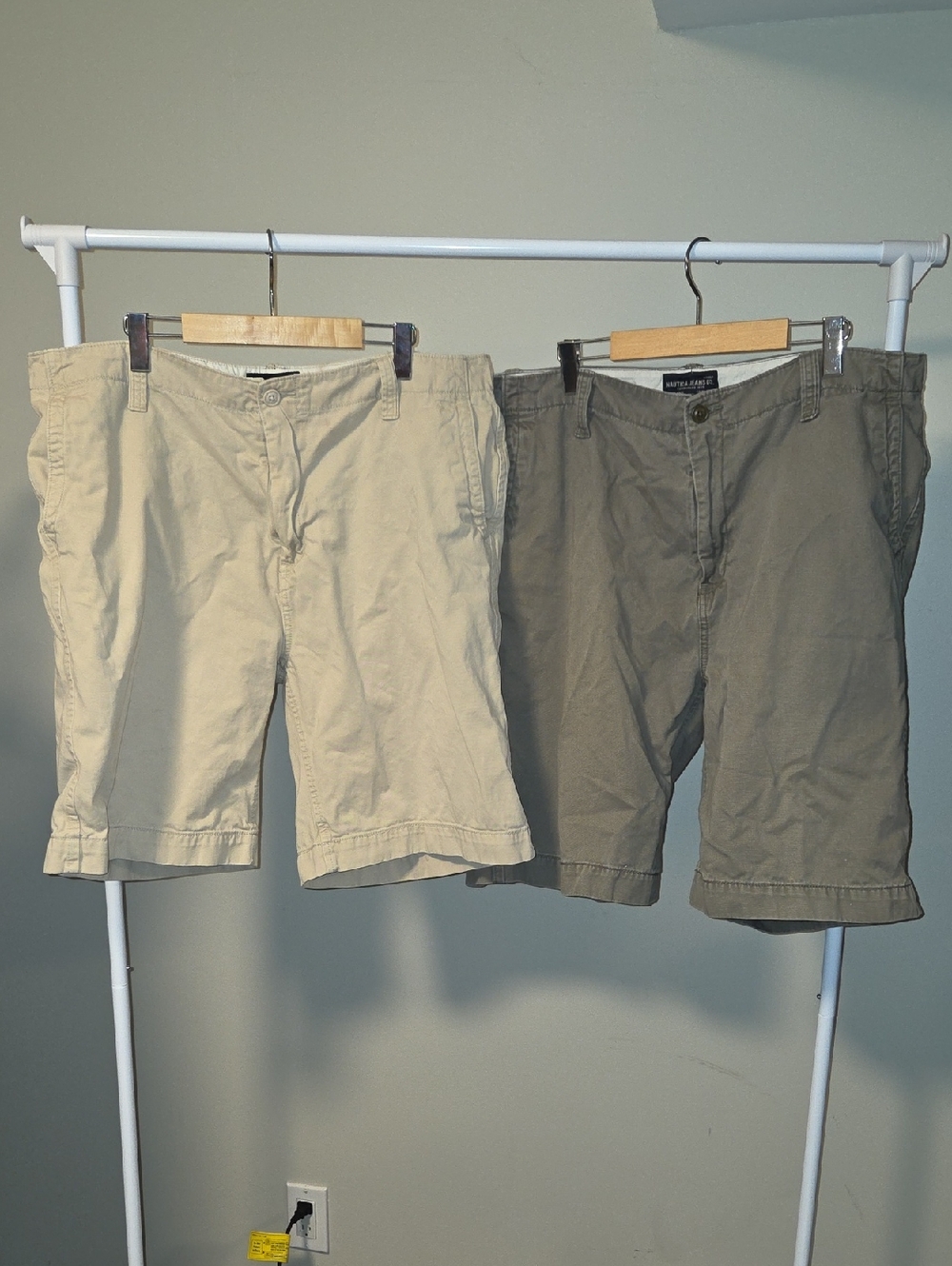Nautica Men’s Flat Front Shorts in Khaki and Olive